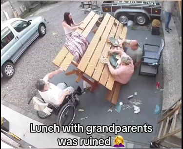 Grandparents' Lunchtime Surprise The Table Takes a Tumble, Hilarity Follows!