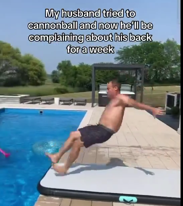 hilarious pool jump fail